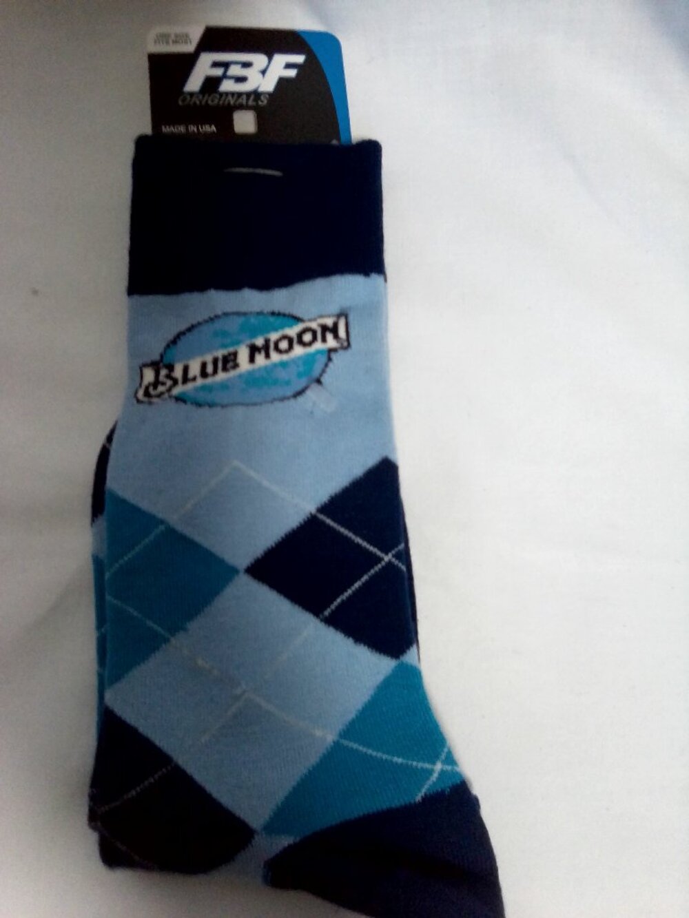 Blue Moon Beer argyle socks One Size Fits Most NWT